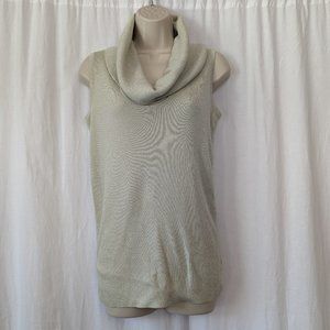 St. John Sage Green Cowlneck Sleeveless Sweater Size Large
